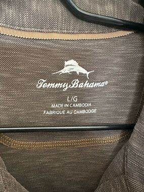 Tommy Bahama Brown Polo Shirt Tencel Lyocell Poly Blend